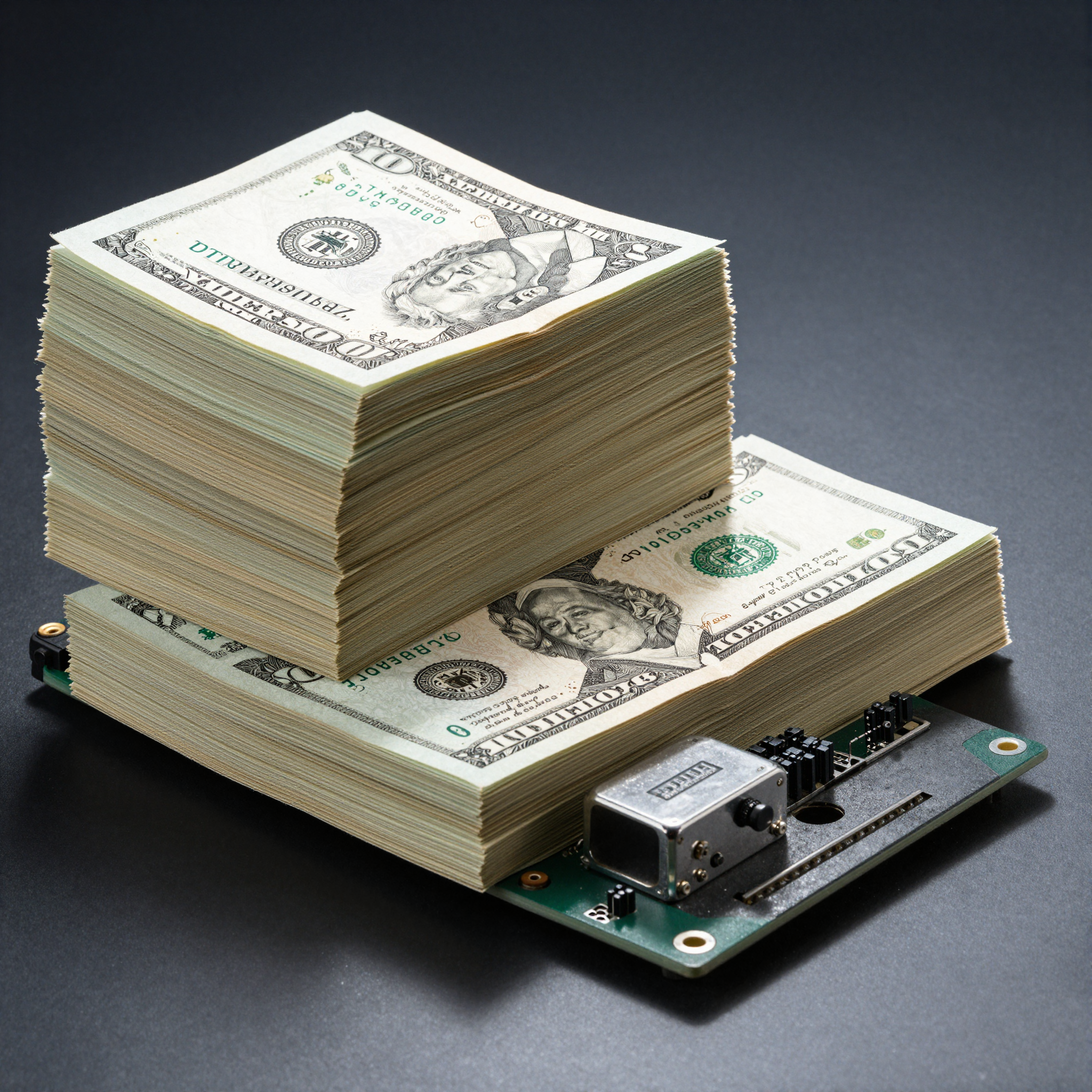 Stack of dollar bills next to a Jetson Orin module, BSP development cost comparison between hiring and outsourcing