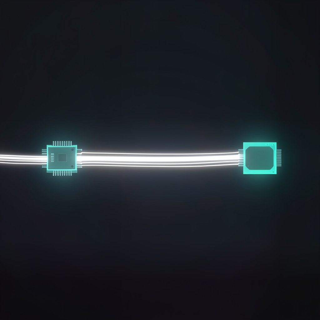 Abstract visualization of GMSL2 SerDes signal path from MAX9295 serializer to MAX9296 deserializer on Jetson