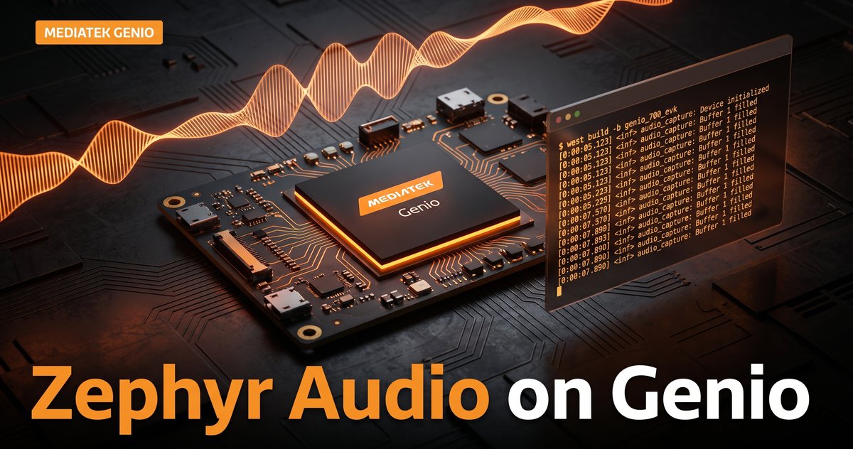 Zephyr RTOS driving the MediaTek Genio 700 audio front end alongside Linux under the Jailhouse hypervisor