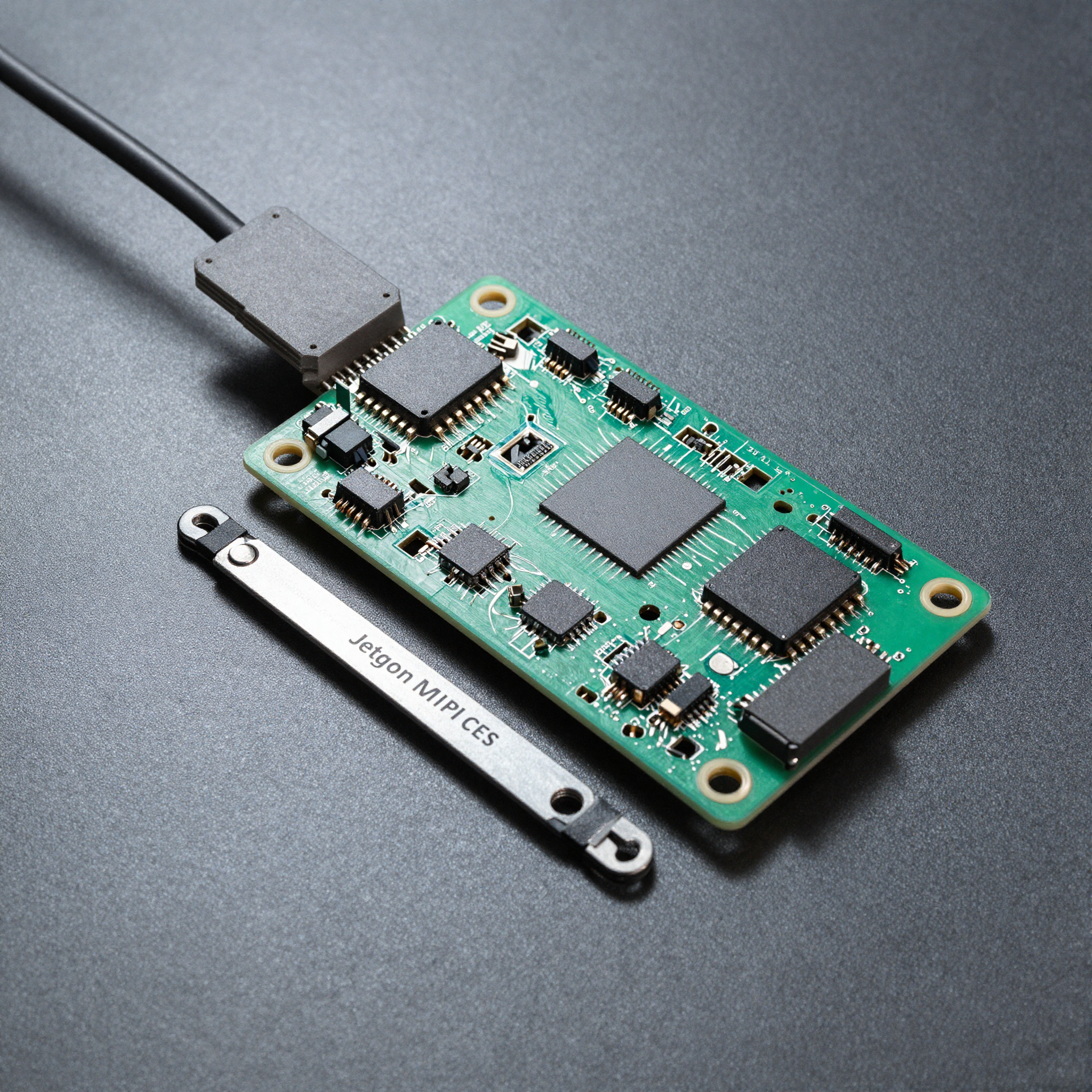FPGA board connected to Jetson Orin via MIPI CSI-2 flex cable with oscilloscope on data lanes