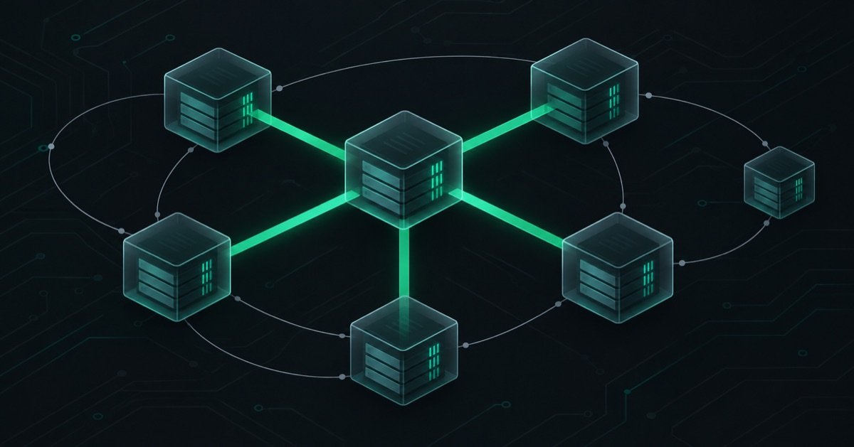 Container nodes linked by bright green direct shared-memory channels and dim network paths, illustrating ROS 2 Fast DDS transport across containers